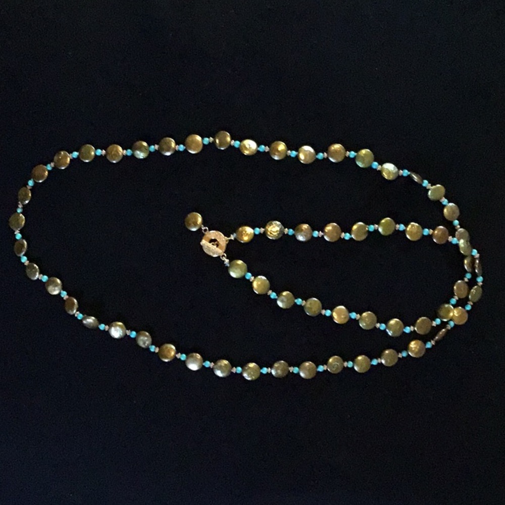 Theodosia necklace-green, turquoise and gold
